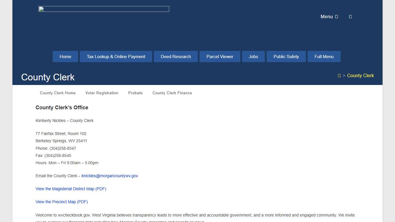 County Clerk – Morgan County West Virginia